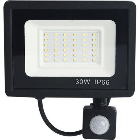 Projecteur Extérieur 30 W Avec Détecteur De Mouvement, Lumière Blanche Froide 6 500 K, 36 Spots Led Ultra Lumineux, 2 700 Lm, Étanche Ip66.
