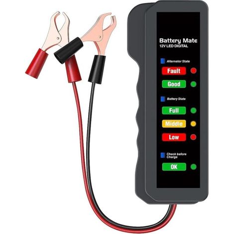 1 Pièce Testeur De Batterie De Voiture 12v,testeur D'Alternateur Automobile,vérificateur De Batterie,analyseur Pour Vérifier L'Alternateur Et Le Système De Charge De La Batterie,indication Led