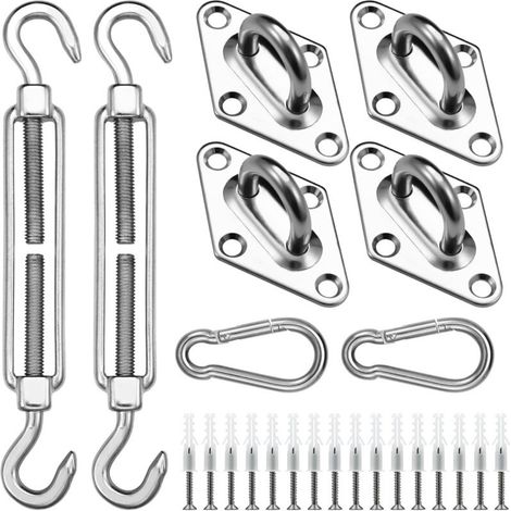 Kit De Fixation Pour Voile D'Ombrage, 304 Kit De Matériel De Pare， Pour Carré Voile D'Ombrage,toile D'Ombrage Triangulaire,