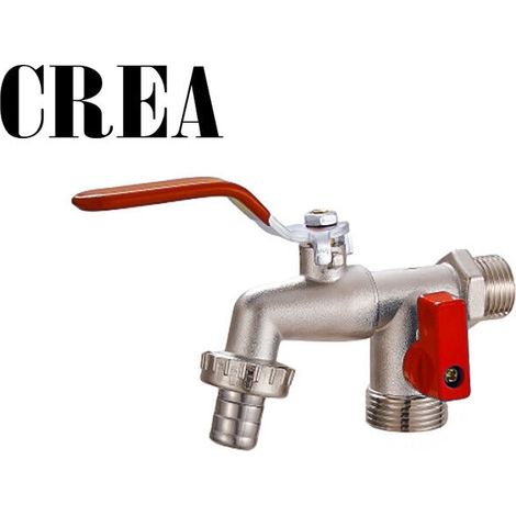 Garden Faucet With 1/4 Turn Flat Handle, Dual Outlet