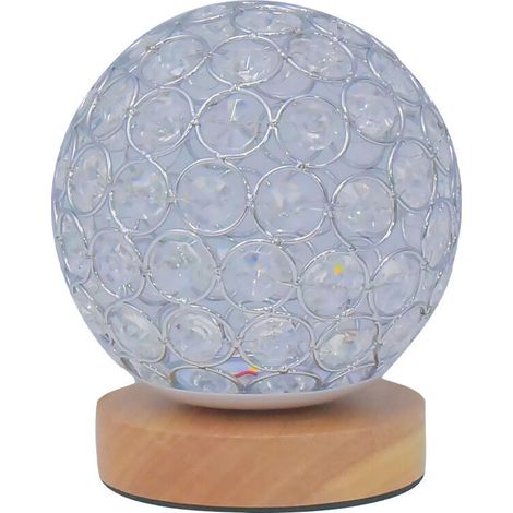 Lampe De Table En Cristal, Lampe De Chevet Décorative En Cristal Pour La Chambre À Coucher, Le Salon, La Chambre D'Amis, Argenté