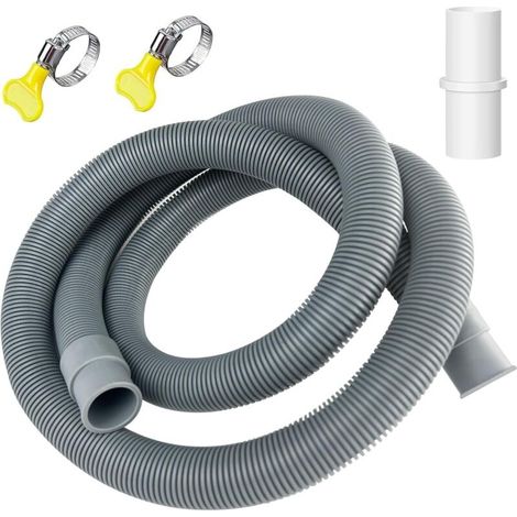 Tuyau De Vidange Flexible 1,5 M – Diamètre 20 Mm – Matériaux Eva + Pe – Colliers De Serrage Inclus – Pour Machine À Laver Et Lave-vaisselle
