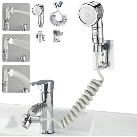 Douchette Pour Robinet Avec Tuyau Rétractable 1,5m – 3 Modes De Débit – Économie D'Eau 30% – Pour Salle De Bains Et Cuisine
