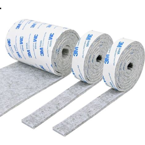 Feutrine Autocollante, 100 Cm Patins En Feutre Autoadhésifs 3 Rouleaux, Découpe Libre De Toute Taille Antiderapant Feutre Adhesive, Protège Vos Meubles Et Plancher En Bois, Gris 2 Tailles