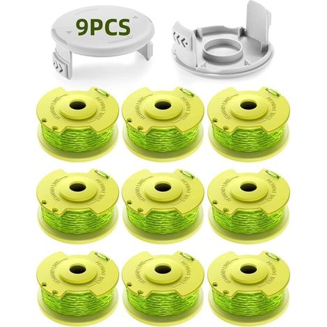 Lot De 11 Coupe-bordures À Bobine Mis À Jour Pour Coupe-bordures Ryobi One +18 V, 24 V, 40 V, Ø2,0 Mm Et 3,4 M De Longueur Ac14rl3a (9 Bobines, 2 Capuchons)