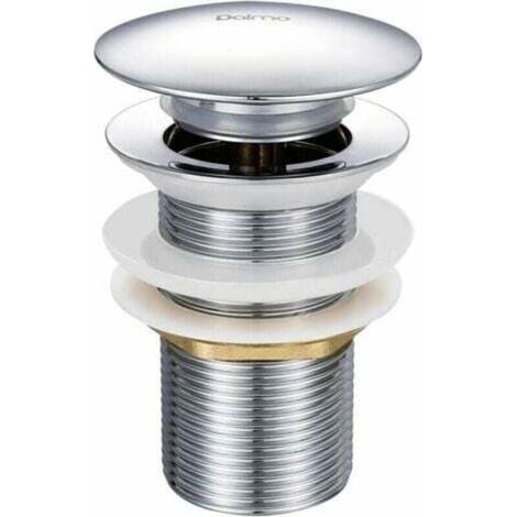 Bonde De Lavabo Pop-up Sans Trop-plein – Laiton Chromé – Mécanisme Bouton Poussoir – Diamètre 66mm – Hauteur 78mm – Raccord G 1-1/4