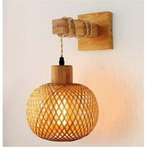 Applique Murale En Bambou Naturel – Éclairage Décoratif En Rotin Pour Salon Et Couloir – Haute Résistance À La Température
