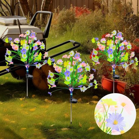 Lot De 2 Lampes Solaires De Jardin, Petites Marguerites À Led, Étanches Ip65, Pour Pelouse, Trottoir, Terrasse, Balcon Et Décoration Paysagère.
