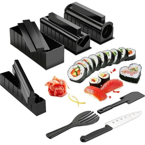 Sushi Maker Kit 11 Pieces, Sushi Maker And Dies, With Premium Knife, Sushi Sushi Prep Kit