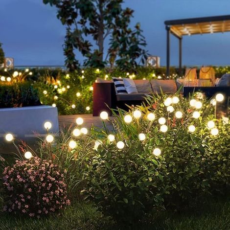 Lot De 4 Lampadaires Solaires 6 Led, Version Améliorée, Lampes Solaires Lucioles D'Extérieur Étanches, Haute Flexibilité, Lampes Oscillantes Pour Jardin, Pelouse, Patio, Décoration, Blanc Chaud