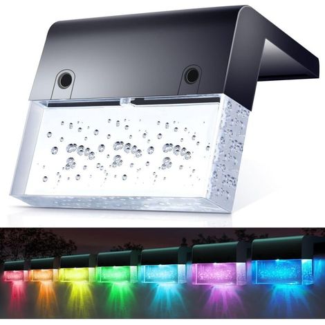 Lot De 4 Lampes De Clôture Solaires, Lampes De Marche Extérieures Étanches À Led À Bulles Acryliques Ultra-lumineuses, Lumière Blanche Chaude/7 Couleurs, Alimentées À L'Énergie Solaire.