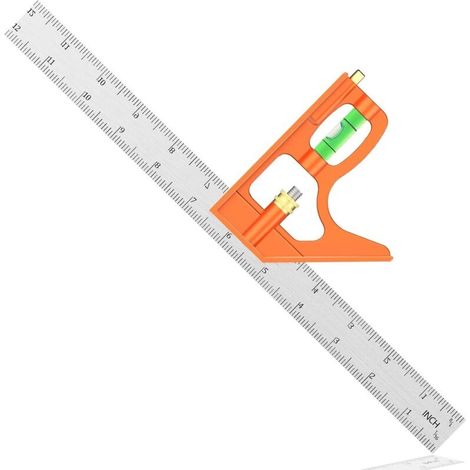 Équerre Combinée 300 Mm En Acier Inoxydable - Équerre De Menuiserie Réglable À 45/90 Degrés Avec Niveau À Bulle - Outil De Mesure Pour Ingénieur/menuisier/travail Du Bois