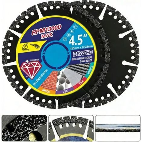 Disques De Coupe De 4,5 Pouces, Paquet De 2 - Pour La Coupe À Sec Du Métal, Des Carreaux, De La Pierre Et Du Plastique - Compatibles Avec Les Meuleuses D'Angle Et Autres Accessoires D'Outils De Coupe.