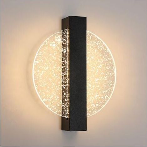 Murale Led Dimmable Moderne Rond Lampe Murale 3000k/4000k/6000k Pour Chambre À Coucher, Salon, Couloir, Entrée Noir