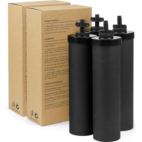 Lot De 4 Filtres Pour Systèmes De Filtration D'Eau – Charbon Actif De Noix De Coco – Filtration Jusqu'à 22 700 Litres – Compatible Berkey, Doulton