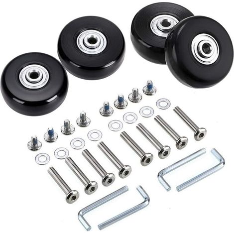 Kit De 4 Roues De Rechange Pour Valise Trolley – Diamètre 45 Mm – Caoutchouc Et Métal – Installation Facile – Roues Pivotantes Pour Mobilité