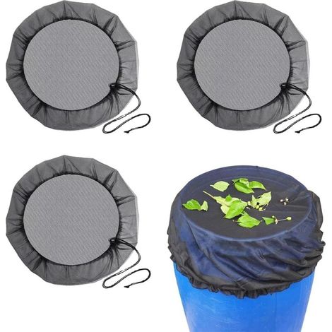 Lot De 3 Filets Pour Citerne De Pluie, Couvercle Réglable, Contre Les Larves De Moustiques, Avec Bande Élastique, Filet De Protection Pour Citerne De Pluie, Isoler Les Feuilles Mortes (95 Cm)