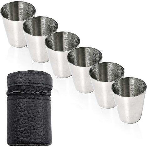 7pcs Stainless Steel Drinking Cup Set, Bartending Cup, Shot Glasses Portable Wine Glass
