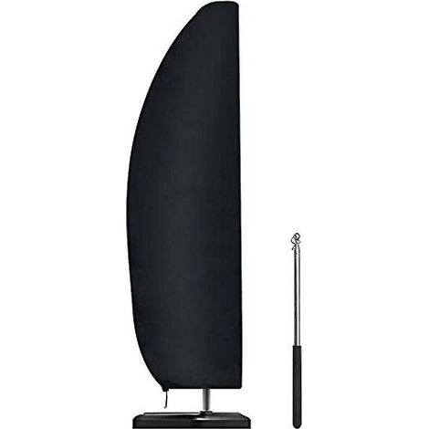 Housse De Parasol, Imperméable, Coupe-vent, Très Résistante En Tissu Oxford Indéchirable, Très Grande Housse De Parasol En Porte-à-faux Avec Fermeture Éclair (265 X 40/70/50 Cm) - Noir