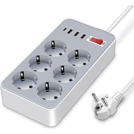 Multiprise Electrique Usb, Avec 6 Prises Secteur + 3 Ports Usb-a + 1 Port Usb-c, Multiprise Bureau Usb Avec Interrupteur Cordon De 1.8m Pour Iphone 15/ Ipad/smartphone 1000 Pcs