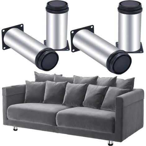 Pieds De Meubles Réglables En Acier Inoxydable – Lot De 4 – Diamètre 50 Mm – Hauteur 120 Mm – Installation Rapide Avec Vis M3,5 X 14 Mm