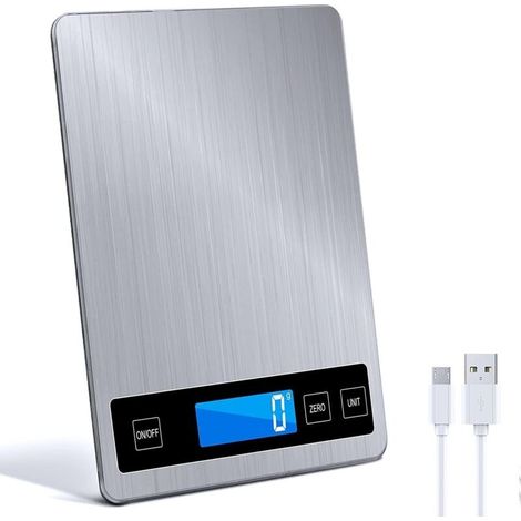 Balance De Cuisine Numérique 15kg – Précision 1g – Surface De Pesée 22,5 X 15,5 Cm – Afficheur Lcd – Acier Inoxydable Et Verre Trempé