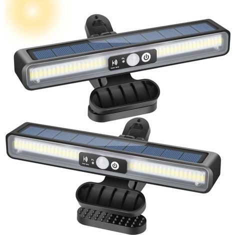 Lampe Solaire D'Extérieur À Clipser Avec Détecteur De Mouvement, 36 Led, 2 Modes, Applique Murale Solaire Pour Clôture, Garage, Jardin, Lot De 2 – Lumière Chaude