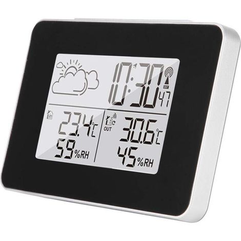 Station Météo Sans Fil – Affichage Intérieur/extérieur, Prévisions 8h, Alarme, Rétroéclairage – Portée 60m