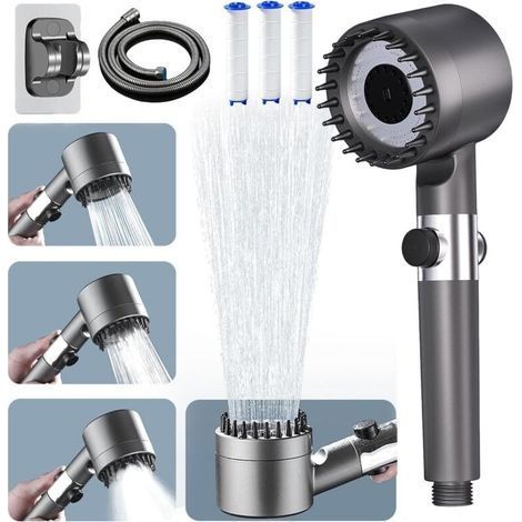 Pommeau De Douche Haute Pression – 4 Modes De Pulvérisation – Tuyau De 1,5 M – Anti-calcaire – Support Étanche 1000 Pcs