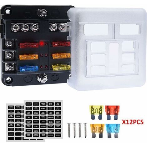Bloc-fusibles Étanche 4 × 6 Voies – Indicateur Led – 12 Circuits – Tension 32v Cc – Charge Max 20a Par Circuit – Installation Facile