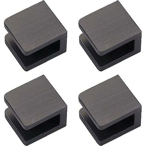 4 Pack Glass Clips, No Drilling Holes On Glass Glass Holder Shelf Bracket Clip Support (for 8mm-10mm Glass, Black)