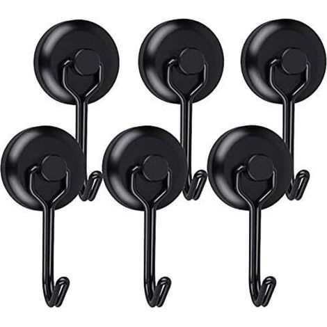 Crochet Aimanté Puissant Crochet Magnetique Frigo Noir Néodyme Pivotants Aimant Crochet Magnétique Crochets Aimantés Magnétiques Pour Cuisine Torchon Tableau 6pcs