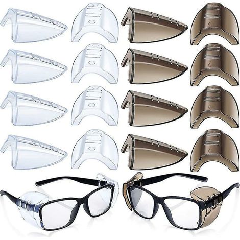 8 Pairs Safety Eye Glasses Side Protection Slip Clear Flexible Slip Shield