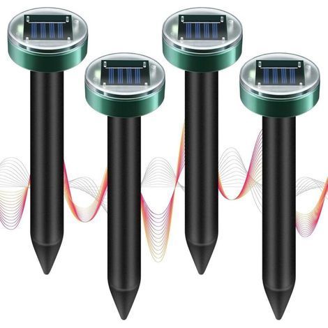 Lot De 4 Répulsifs Solaires Anti-taupes, Piquets Soniques Pour Pelouse, Jardin, Ferme, Extérieur,répulsif Ultrasonique Pour Serpents 1000 Pcs