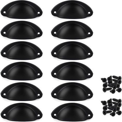 Lot De 12 Poignées De Tiroir Vintage En Fer – Poignées Demi-lune Pour Placard Et Armoire – Dimensions 8x3,5cm – Vis Incluses 1000 Pcs