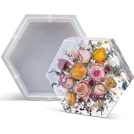 Moules En Résine , Moules En Résine Silicone Grand (20x23x5 Cm), Moules Hexagonaux En Résine Pour La Conservation Des Fleurs, Moules Profonds Pour Le Moulage De Résine