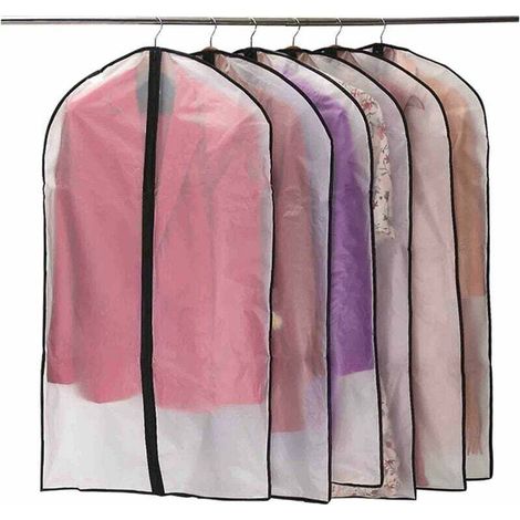 Lot De 6 Housses À Vêtements Zippées 60 X 100 Cm – Peva Translucide, Imperméable, Anti-poussière Et Antimites – Bords Anti-déchirure