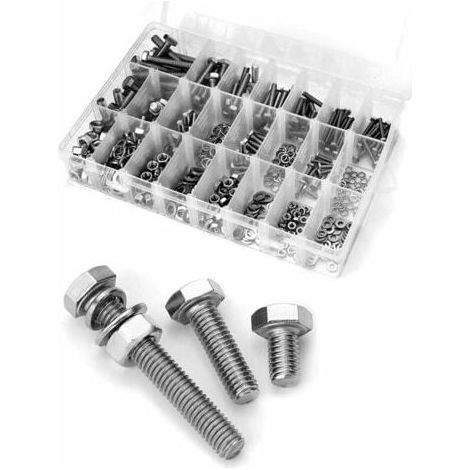 M3m6 Assortiment De Boulons En Acier Inoxydable, 520 Boulons À Tête Hexagonale Avec Écrous Et Rondelles Dans Une Bote De Rangement