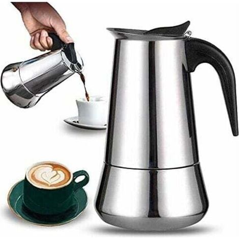 Cafetière Italienne 12 Tasses En Acier Inoxydable – Compatible Tous Feux – Café Intense Et Riche En Arôme – Facile À Laver