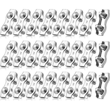 Lot De 20 Serre-câbles Duplex M2, Serre-câble Métallique, Pinces Duplex Pour 2 Mm D'Acier R