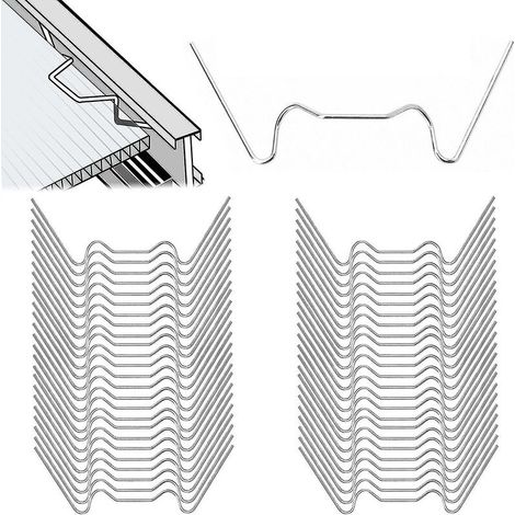 Clips De Vitrage De Serre, 125 Pièces W Pinces De Serre Clips De Vitrage De Serre En Acier Inoxydable Clips De Verre Pour Jardin De Serre, Verre De Serre Gre