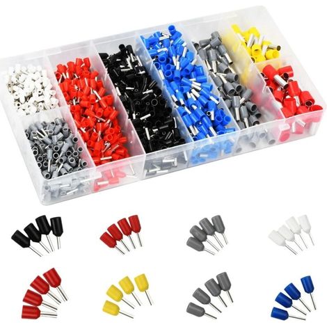 Kit De 1200 Cosses Électriques À Sertir – 8 Tailles De Viroles – Cuivre Épaissi Avec Surface Étamée – Boîtier Pvc Ignifuge