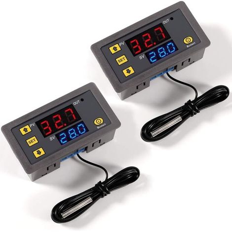 2 Pièces Régulateur De Température Numérique W3230 Ac 110 V-220 V, Interrupteur De Commande De Thermostat À Affichage Led 20 A Avec Sonde De Capteurs Ntc 10 K, Plage De -50 ℃ À 110 ℃