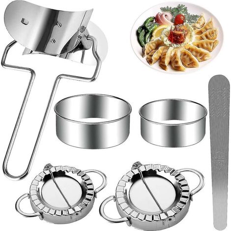 6 Pcs Dumplings Maker 9.5/7.5 Cm Dumpling Molds Empanadas Press Mold Stainless Steel Dumpling Skin Maker Ravioli Pierogi Maker Pie Pastry Mold Kitchen