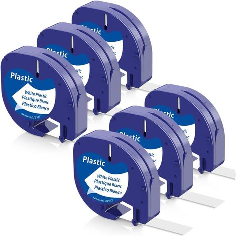 Étiquettes De Remplacement Dymo Letratag Lt 1/2' X 13' – Plastique Noir Sur Blanc – Application Facile Sur Surfaces Variées - S0721660