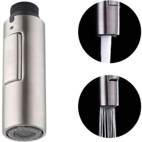 Douchette Pour Robinet Amovible G1/2 En Acier Inoxydable Sus304 Brossé – 2 Fonctions Spray Et Stream – Installation Facile - Pfs200-bs
