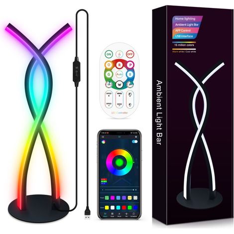 Lampe De Chevet Led Rgb Blanc Chaud, Lampe Décorative En Métal Ambiance Lampe De Table, Lampe De Muit Dimmable Avec Synchronisation Musicale, Contrôle D'Application, Pour Bureau Salon Table