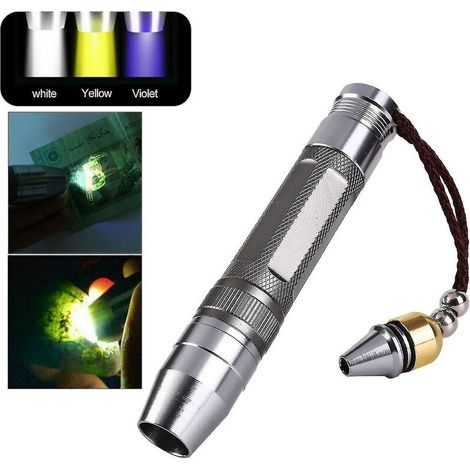 365nm Lampe De Poche Led Torche Blanc Jaune Lumière Uv Pour Bijoux En Jade Gemme Ambre Testsilver1 Pièces