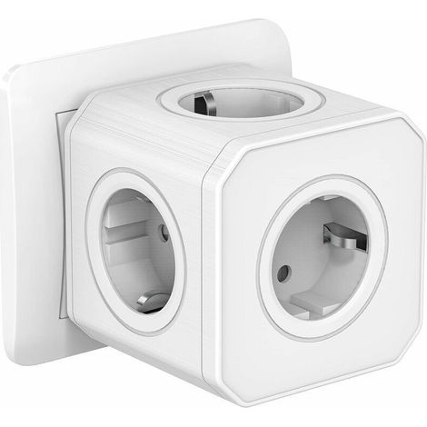 Multiprise Murale Cube 5 Prises 4000w 16a – Protection Surcharges Et Parasurtenseurs – Portable Pour Bureau Et Voyage – Blanc - Cube 5 En