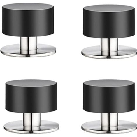 Lot De 4 Butées De Porte En Caoutchouc – Auto-adhésives 3m – Acier Inoxydable Et Caoutchouc – Résistantes À L'Eau – Pour Murs Et Meubles